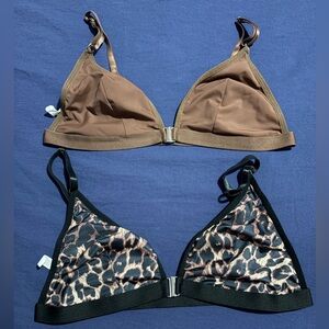 Women’s Triangle Bra Set - Brown & Leopard Print